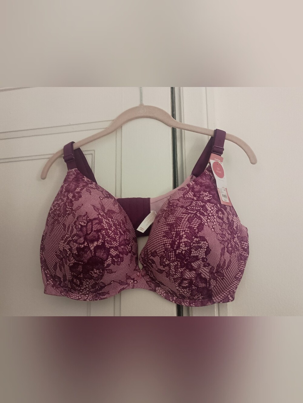Cacique Plum Lace-Print Full Coverage Bra